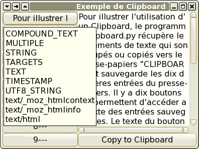 Programme d'exemple de Clipboard