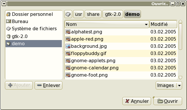 Exemple de sélecteur de fichiers.