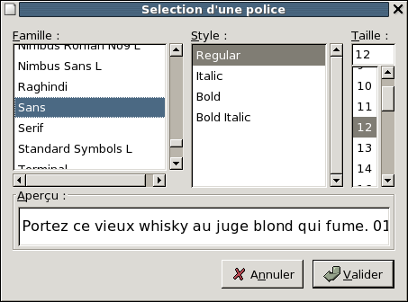 exemple sélecteur de police