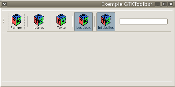 Exemple de barre d'outils